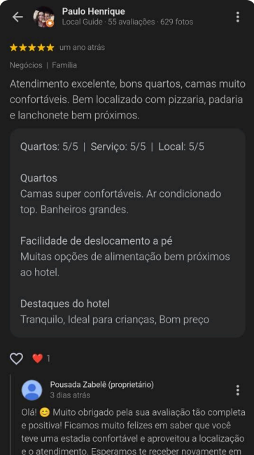 Avaliação 5 estrelas de Paulo Henrique: atendimento excelente, bons quartos, camas muito confortáveis, bem localizado